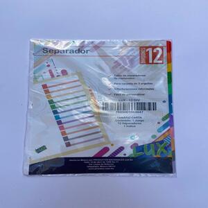 Separador Lux Tamaño Carta con 12 Divisiones